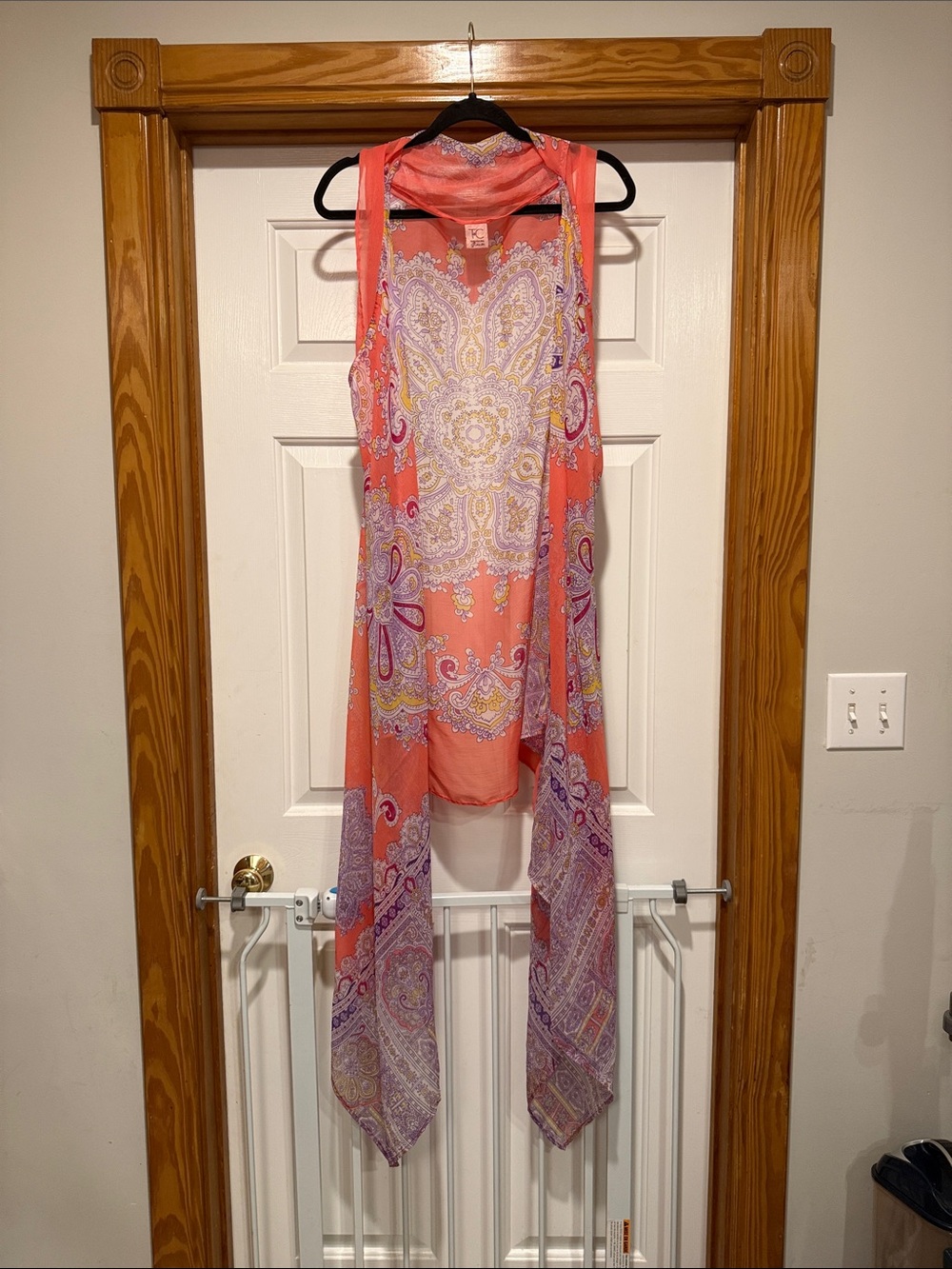 Theodora & Callum Coral and Lavender Paisley Wrap Vest